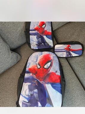 Spiderman Kids Backpack and Pencil Case Set - Red, Blue, Black